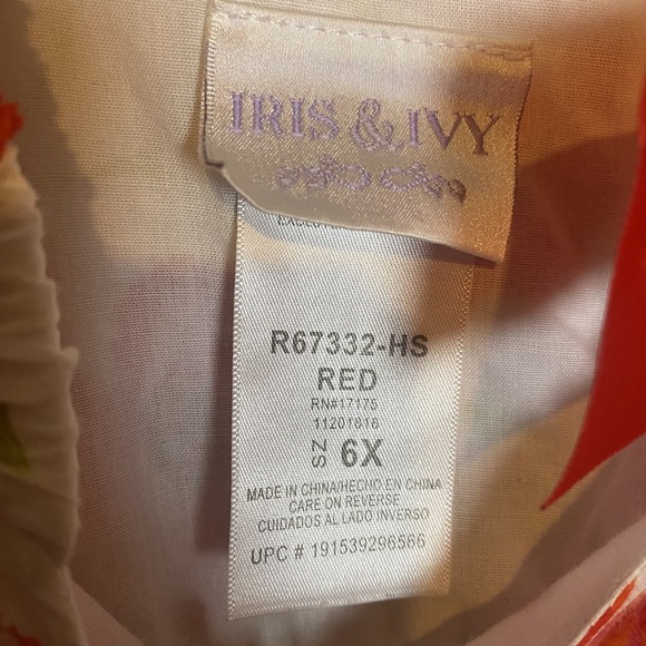 IRIS AND IVY - Spring Summer  Girls  Red Poppies Floral Dress - size 6X Easter - Picture 4 of 5